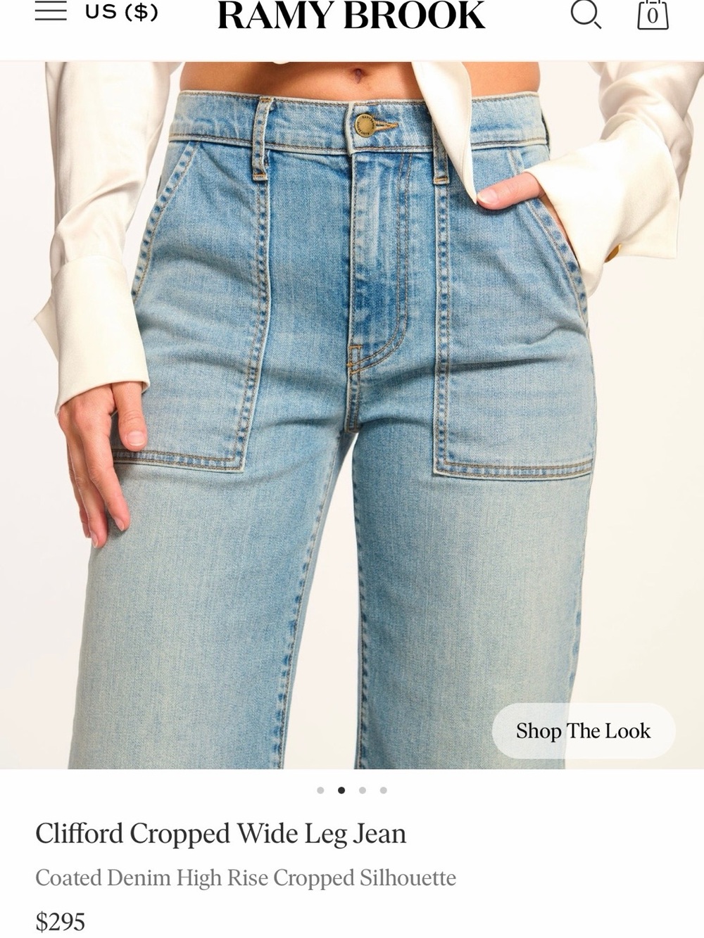 Ramy Brook Clifford Cropped Wide Leg Jean Denim High Rise Cropped size 27